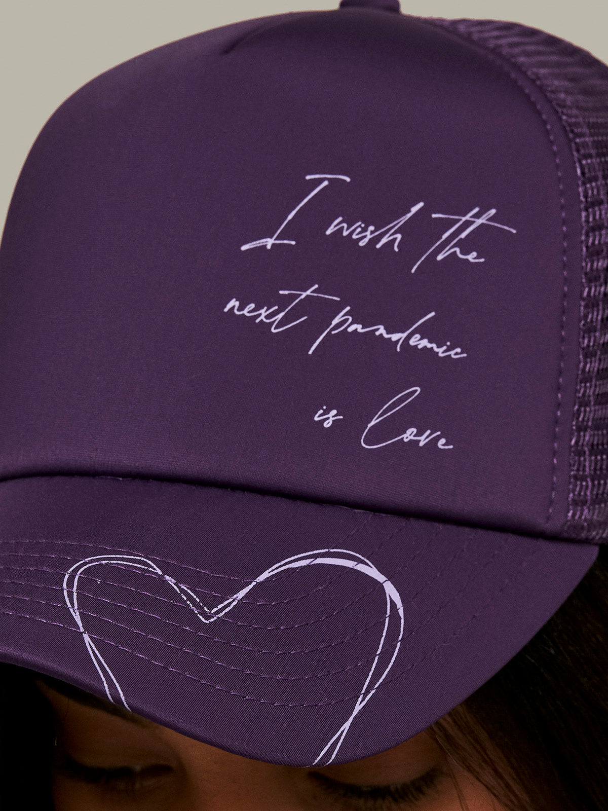 "I Wish The Next Pandemic Is Love" Mulberry Purple Trucker Cap/ LMTD edition