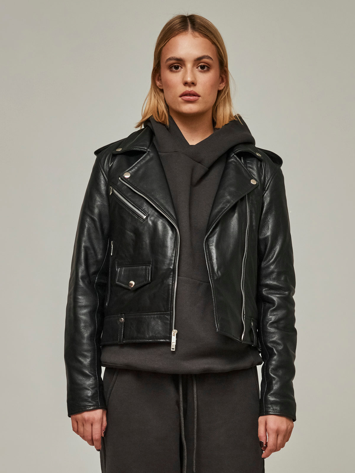 Carbon Gloss Leather Jacket Women/ LMTD Edition