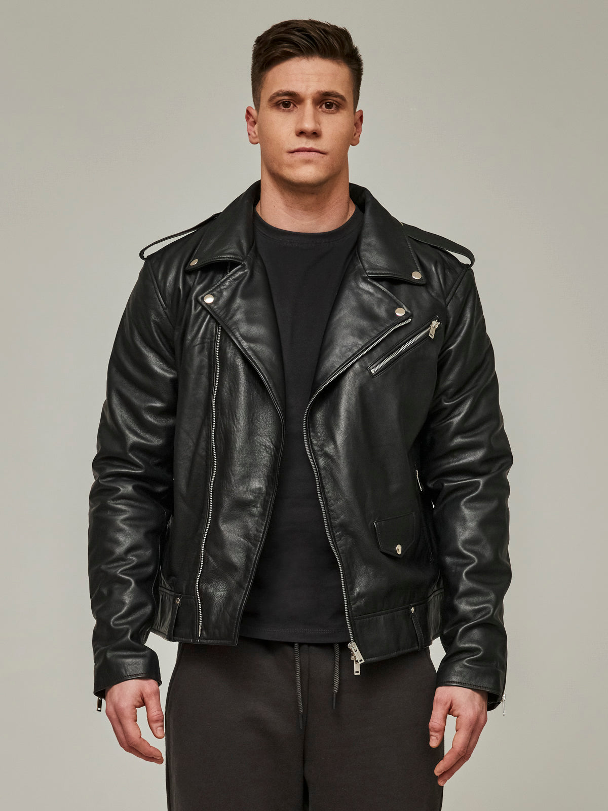 Carbon Gloss Leather Jacket Men/ LMTD Edition