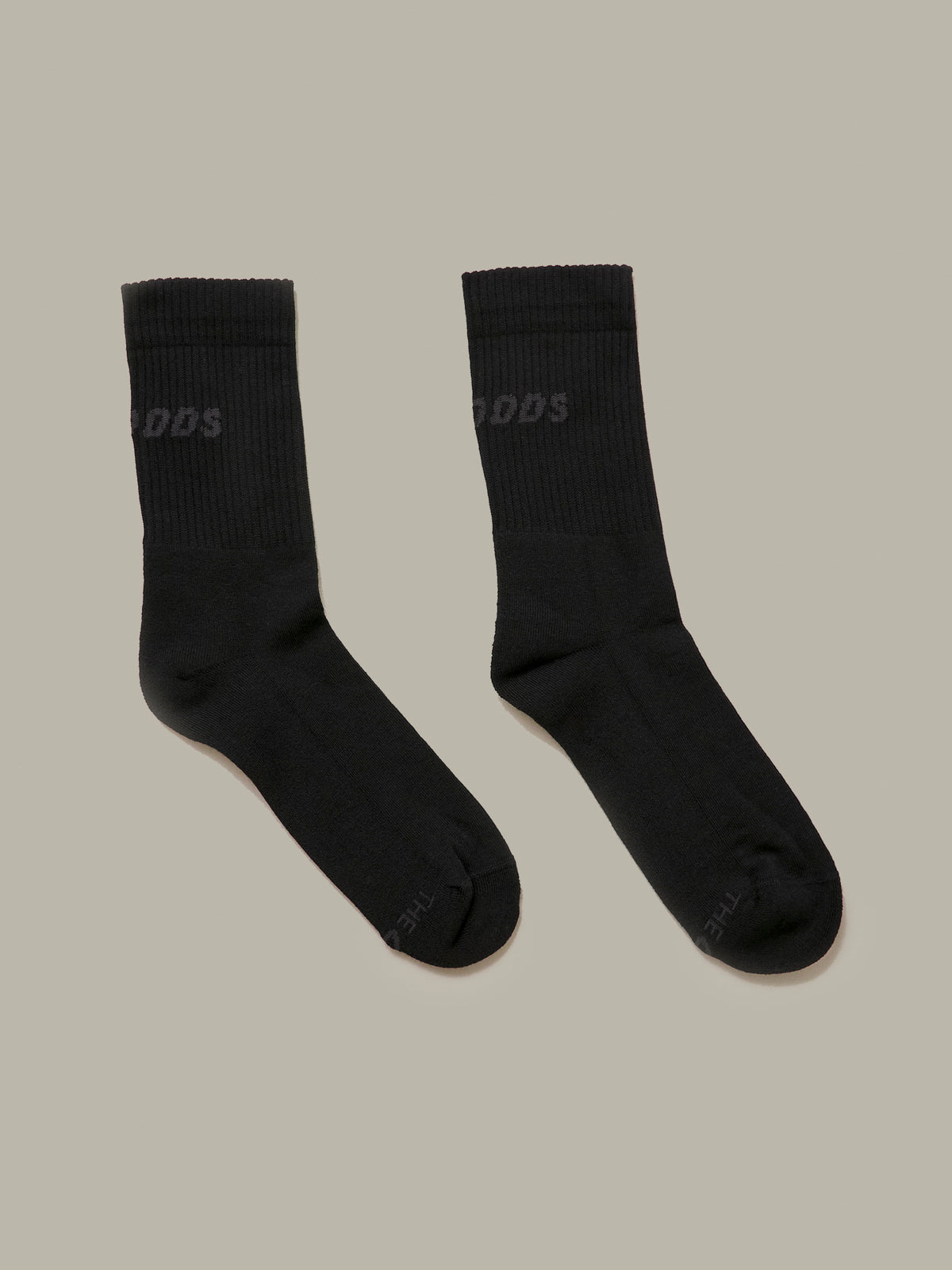 Black Rear Logo Crew Socks With Storm Grey Logo/ alphabet